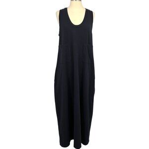 Max Mara Leisure Maxi Dress Navy Blue Sleeveless Pockets Round Neck Size Medium?
